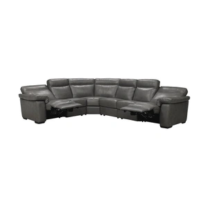 Natuzzi Editions Brivido Fabric/Leather L-Shape Sectional Sofa w/2 Recliners