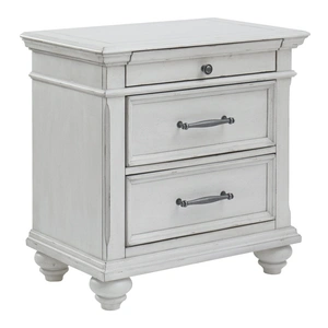 Ashley Furniture Ashley SM Kanwyn Wood 3-Drawer Nightstand, Whitewash