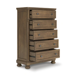 Ashley Furniture Feddinger Wood Chest w/5 Drawers, Medium Brown