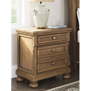 Ashley Furniture Feddinger Wood Nightstand w/2 Drawers, Medium Brown
