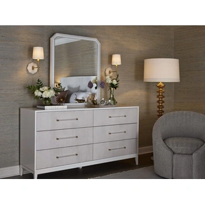 Universal Furniture Brentwood Wood Double Dresser w/6 Drawers, Alabaster/White Lacquer