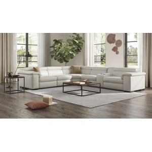 Natuzzi Editions Solare Fabric/Leather L-Shape Sectional Sofa w/Recliner & Console