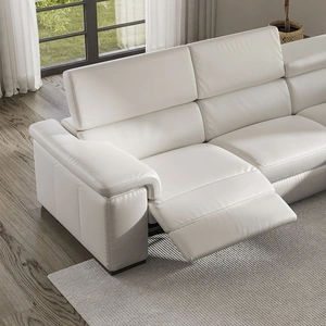 Natuzzi Editions Solare Fabric/Leather L-Shape Sectional Sofa w/Recliner & Console