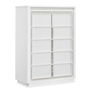 Ashley Furniture Chalanna Wood 5-Drawer Chest w/LED Light, White