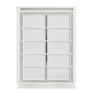 Ashley Furniture Chalanna Wood 5-Drawer Chest w/LED Light, White