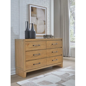 Ashley Furniture Sherbana Wood Double Dresser w/6 Drawers in Light Brown