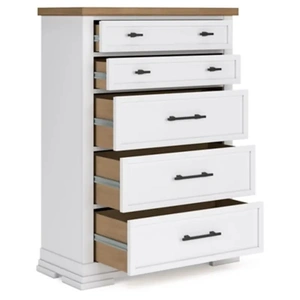 Ashley Furniture SM Ashbryn Wood Chest w/5 Drawers, White