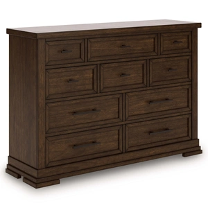 Ashley Furniture Taffenbrook Wood Dresser w/10 Drawers, Medium Brown