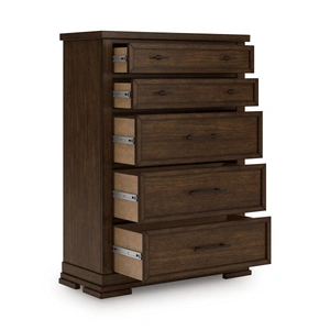 Ashley Furniture Taffenbrook Wood Chest w/5 Drawers, Medium Brown