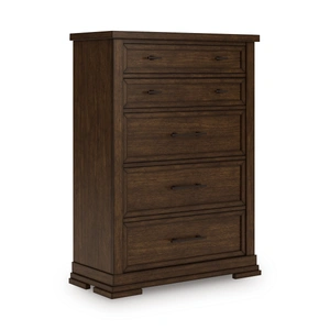 Ashley Furniture Taffenbrook Wood Chest w/5 Drawers, Medium Brown