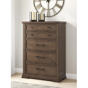 Ashley Furniture Taffenbrook Wood Chest w/5 Drawers, Medium Brown