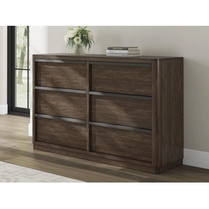 Ashley Furniture Dilenno Wood Double Dresser w/6 Drawers, Dark Brown