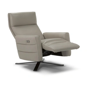 Natuzzi Editions Istante Fabric/Leather Swivel Electric Recliner w/Battery