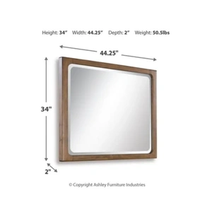 Ashley Furniture SM Cabalynn Wood/Glass Mirror, Light Brown