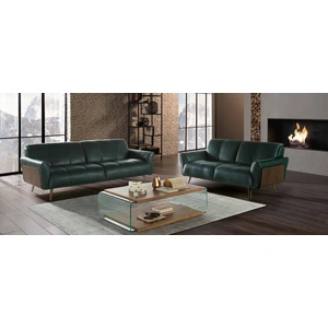 Natuzzi Editions Talento Fabric/Leather Living Room Set w/ Wood Panels