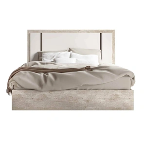 Status, Italy Treviso ESF Wood Veneer Platform Bed, White/Grey Stone