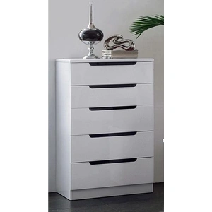 Pantek Furniture B 25 5-Drawer High Chest, High Gloss Black & White