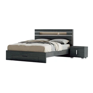 Pantek Furniture B 631 Bed, High Gloss Grey Walnut