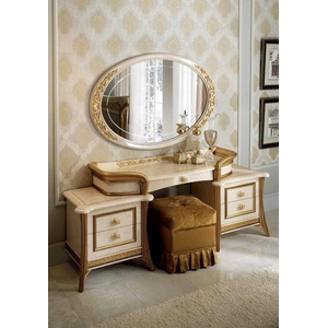 ESF Furniture Melodia Vanity Dresser, Beige/Gold