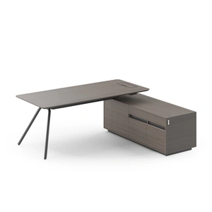 NARBUTAS Arqus Veneer L-Shape Executive Desk with Fixed Pedestal
