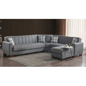 Casamode Barato Large L-Shaped Sectional Sofa with Channel Tufting and Plaid Pillows, Compostion 4