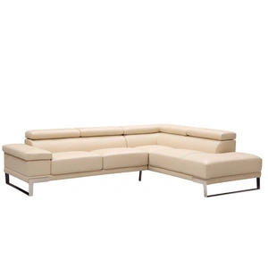 Beverly Hills Furniture Baxter L-Shaped Leather Modular Sectional with Chaise & Motion Headrest