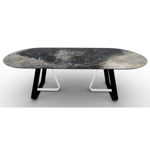 Calligaris Sunshine W98.4-inch Ceramic/Metal Customizable Oval Dining Table