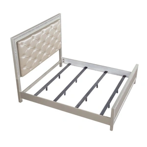 ACME Sliverfluff PU/Wood Panel Bed w/LED Light, Eastern King Size, Champagne