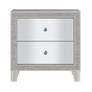 ACME Sliverfluff Mirror/Wood Nightstand w/2 Drawers, Champagne