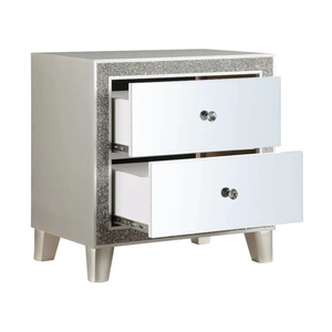 ACME Sliverfluff Mirror/Wood Nightstand w/2 Drawers, Champagne