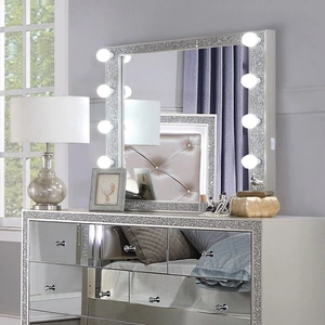 ACME Sliverfluff Wood Mirror w/LED Lights, Champagne