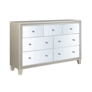 ACME Sliverfluff Mirror/Wood Dresser w/7 Drawers, Champagne
