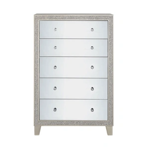 ACME Sliverfluff Mirror/Wood Chest w/5 Drawers, Champagne