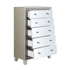 ACME Sliverfluff Mirror/Wood Chest w/5 Drawers, Champagne