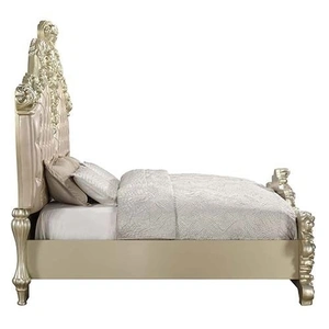 ACME Vatican PU/Wood Panel Bed, Eastern King Size, Champagne/Light Gold