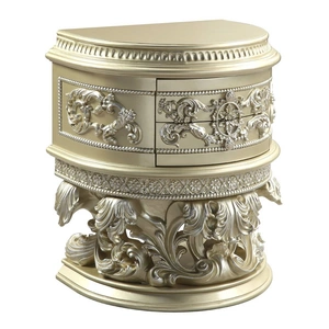 ACME Vatican Wood Nightstand w/2 Drawers, Champagne Silver