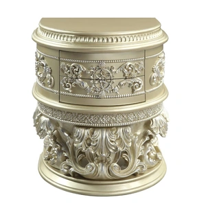 ACME Vatican Wood Nightstand w/2 Drawers, Champagne Silver
