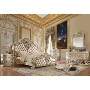 ACME Vatican PU/Wood Panel Bedroom Set, Champagne/Light Gold