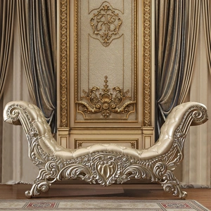 ACME Vatican PU/Wood Bench, Champagne/Light Gold