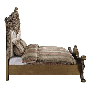 ACME Constantine PU/Wood Panel Bed, Eastern King Size, Brown/Gold