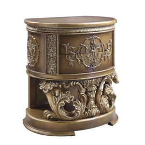 ACME Constantine Wood Nightstand w/2 Drawers, Brown/Gold