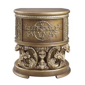 ACME Constantine Wood Nightstand w/2 Drawers, Brown/Gold