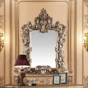 ACME Constantine Wood Rectangular Mirror, Brown/Gold