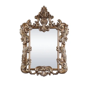 ACME Constantine Wood Rectangular Mirror, Brown/Gold