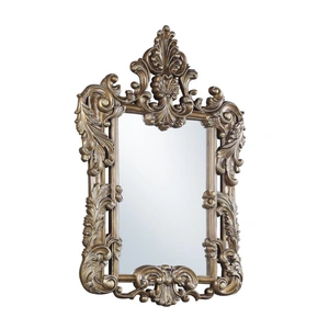 ACME Constantine Wood Rectangular Mirror, Brown/Gold