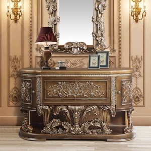 ACME Constantine Wood Double Dresser w/4 Drawers & 2 Doors, Brown/Gold