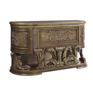 ACME Constantine Wood Double Dresser w/4 Drawers & 2 Doors, Brown/Gold