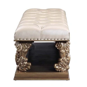 ACME Constantine PU/Wood Bench, Brown/Gold
