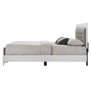 ACME Casilda PU/Wood Panel Bed w/LED Light, Gray/White