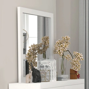 ACME Casilda Wood Square Mirror, White
